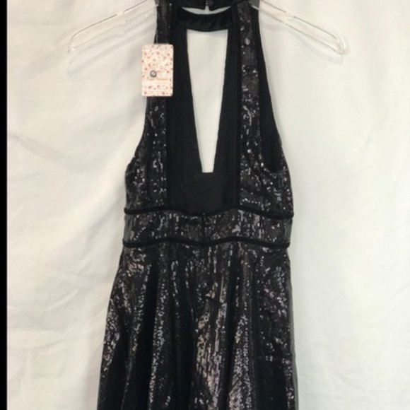 Sexy New Free People Sequined Halter Mini Dress - Picture 5 of 8